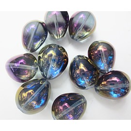 10 Pcs Teardrop Aurora Crystal Glass Beads Purple 17mm Accessory Material Handmade Parts Huey Grocery