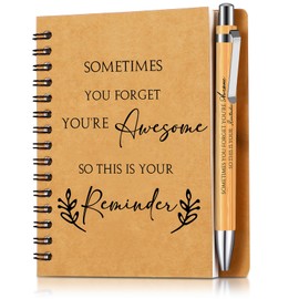 Dianelhall 2 Pcs Thank You Gift for Colleagues Women Teacher Leaving Gifts Employee Appreciation Gift Inspirational Notebook Ballpoint Pen Kraft Lined Notepad Gift for Coworker Volunteer(Reminder)