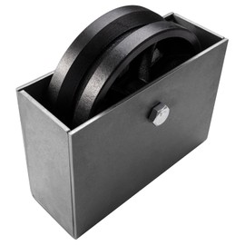 Handsammu 6"x 2" V-Groove Wheel with Box - cast Iron Wheel,Capacity up to 1000 Lb. Use for Slide Gate,Rolling Door with V-Track(1 Wheel with Box)