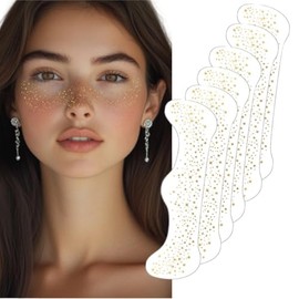 Glitter Pecas Cara Tatuaje, 6pcs Gold Sparkle Pecas, Cara Glitter Parches de Maquillaje                                                               