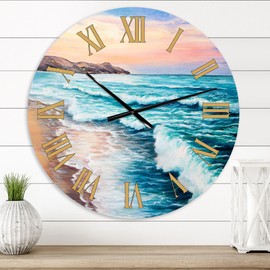 Designart 'Pastel Purple Marine Sunset By Ocean Beach' - 16 in. high, 16 In. Wide