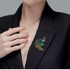 Peacock Brooch for Women, Green Crystal Bird Jewellery in a