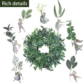 BINFEN 24"-26" Green Eucalyptus Wreath for Front Door with White Berries – Lifelike Spring, Summer, Fall, and Winter Farmhouse Home Decor for Porch, Window, Wall, and Fireplace