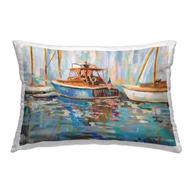 Stupell Industries Old Fashioned Boat Harbor Design by Jeanette Vertentes Indoor Printed Throw Pillow, 14 x 7 x 20, Multi-Color