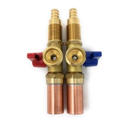 1/4 Turn VALVES WITH WATER HAMMER ARRESTOR [3131] 1/2" F1807 PEX x 3/4" MHT Male Hose Connector LEAD-FREE Center Drain Washing Machine Water Assembly Kit, 1/2-Inch Push-Fit Connection Long Shank
