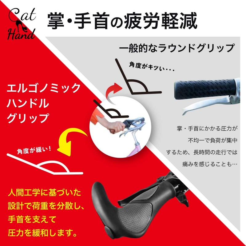 [Cat Hand] Cross Bike Grip, Bicycle Grip (Type B/Round End)