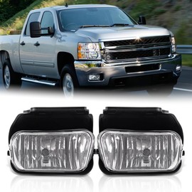 CNNELL Fog Lights Compatible with 03-06 Chevy Silverado 1500 2500 3500 HD Models/03-06 Avalanche 1500 2500(Fit No Cladding only)/07 Silverado 1500 2500 3500, Left/Right Fog Lamp, Clear Lens
