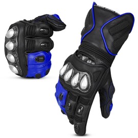 Oro Biker Motorbike Gloves Men Hard Knuckle Protection Full Finger All Season Touch Screen Gloves Motorcycle Gloves Racing Gloves Outdoor Sports Mens Gloves (X-Large, Black/Blue)