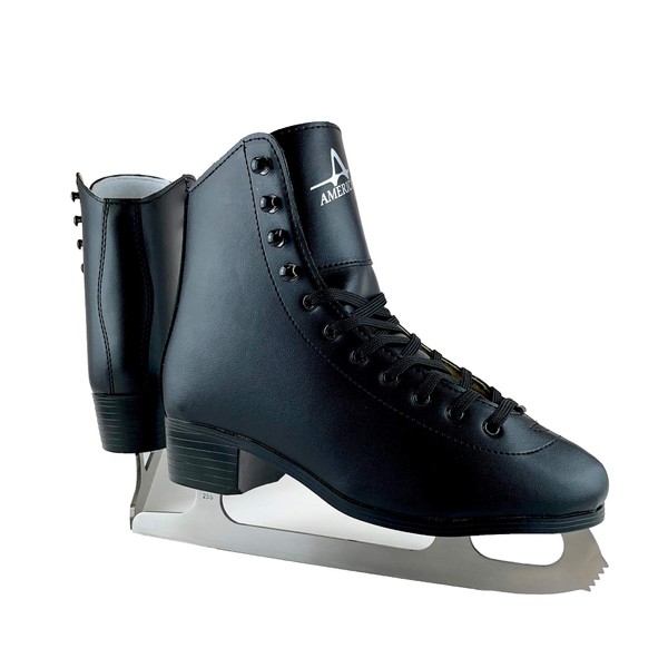 American Athletic Shoe Men's Leather Lined Figure Skates, Black, 12