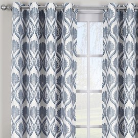 Royal Hotel Jacqueline Gray, Top Grommet Jacquard Window Curtain Panel, Set of 2 Panels, 108x96 Inches Pair