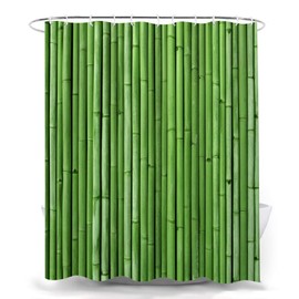 Get Orange Bamboo Shower Curtain Green Bamboo Fence Fabric Bathroom Decor Shower Curtain Set with Hooks 72X72 Inches
