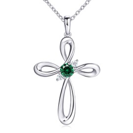 925 Sterling Silver Cross Necklaces for Women Birthstone Necklaces for Women Jewelry by KOOLFIN