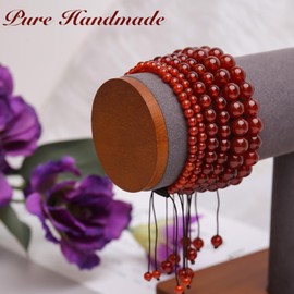 BONNY BOXX Braided Genuine 8mm Carnelian - Stone of Vitality - Bracelet, Elegant Handcrafted Natural Gemstone Crystal Bracelet Healing Power Energy Inspirational Gifts with Card for Unisex