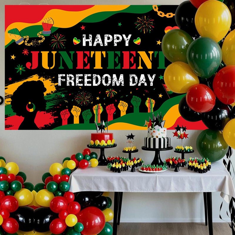 Mocsicka Juneteenth Photo Backdrop Happy Juneteenth Day Party Decorations Banner