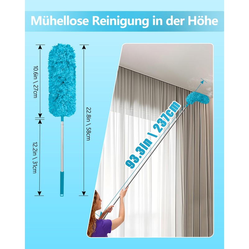 Fogray Telescopic Duster Washable Duster, Long Extendable up to 237