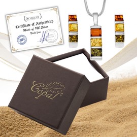 Copal Multicolour Amber Sterling Silver Jewellery Set, amber, Amber