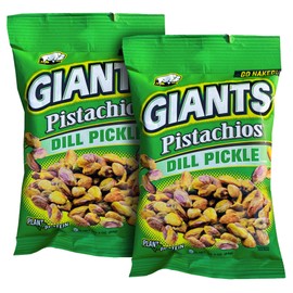 GIANTS Go Naked Dill Pickle Pistachios - Shelled Pistachios, Pistachio Nuts, Pistachios No shell, Individual Packs, High Protein Flavored Pistachio Nuts - 3 oz Bags (Pack of 2)