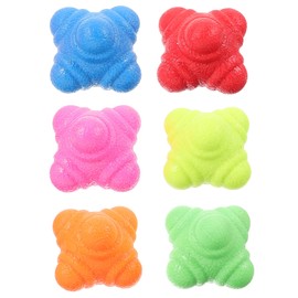 GRIRIW 6pcs Hexagonal Reaction Balls Durable Agility Balls for Speed and Reflex Training for Home Workouts Hand Eye Coordination Multi Sport Use Red Green Orange Pink