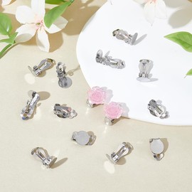 UNICRAFTALE 30Pcs Stainless Steel Clip-on Earring Findings Flat Round Blank Tray Earrings Flat Pad Base Blank Earring Components Non-Pierced Earrings Converters for Earring Jewelry Making Tray 9.8mm