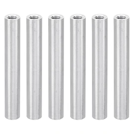 PATIKIL 6pcs M3 Metal Threaded Standoff Spacer Nuts, Round Aluminum Spacers Female Coupling Screws, 1/8" ID x 3/16" OD x 1 3/8" L Silver