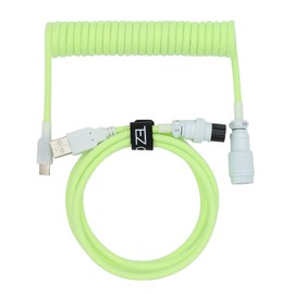 Tez Cables Green Coiled Cable Aviator for Mechanical Keyboards E-Series (5 ft, USB-C, GX-16, Lime Green)