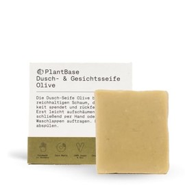PlantBase Shower & Face Soap Olive 100 g - 100% Vegan & Plastic Free, Moisturises and Anti-Inflammatory Effects