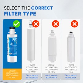 PUREPLUS PUREPLUS ADQ747935 Replacement for LG LT1000P LT1000 Kenmore Elite 9980 LT1000PC, MDJ64844601 ADQ74793501, LMXS28626S, LFXS26973S, LT120F Refrigerator Water and Air Filter,3Pack, Model: RWF4700AC