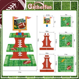 Gatherfun Football Touchdown Cupcake Stand - for Football Theme Birthday & Tailgate Party, Football Party Decorations