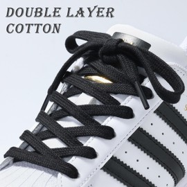 Handshop Wide Flat Athletic Shoelaces 5/16"(2 Pair) - Shoe Laces for Sneakers and Casual Shoes Replacements Black 55 inch (140cm)