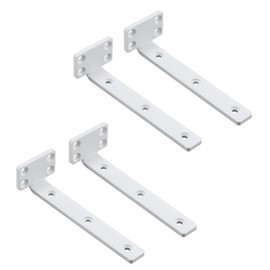 Mooche 4Pack Floating Shelf Bracket, Industrial Heavy Duty Shelf Brackets L Brackets Hidden Metal Shelf Bracket for Kitchen Bathroom Shelf Support Wall Mounted with Screw Included - 5.92*1.42 Inch