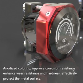 Riloer Motorcycle Handlebar Thermometer Waterproof Luminous Alloy Temperature Gauge Compatible with Y-amaha K-awasaki S-uzuki Honda Black Red