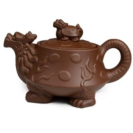 Teapot Chinese Dragon Turtle Auspicious Zisha Clay Gongfu Teapots for Loose Tea (Brown)