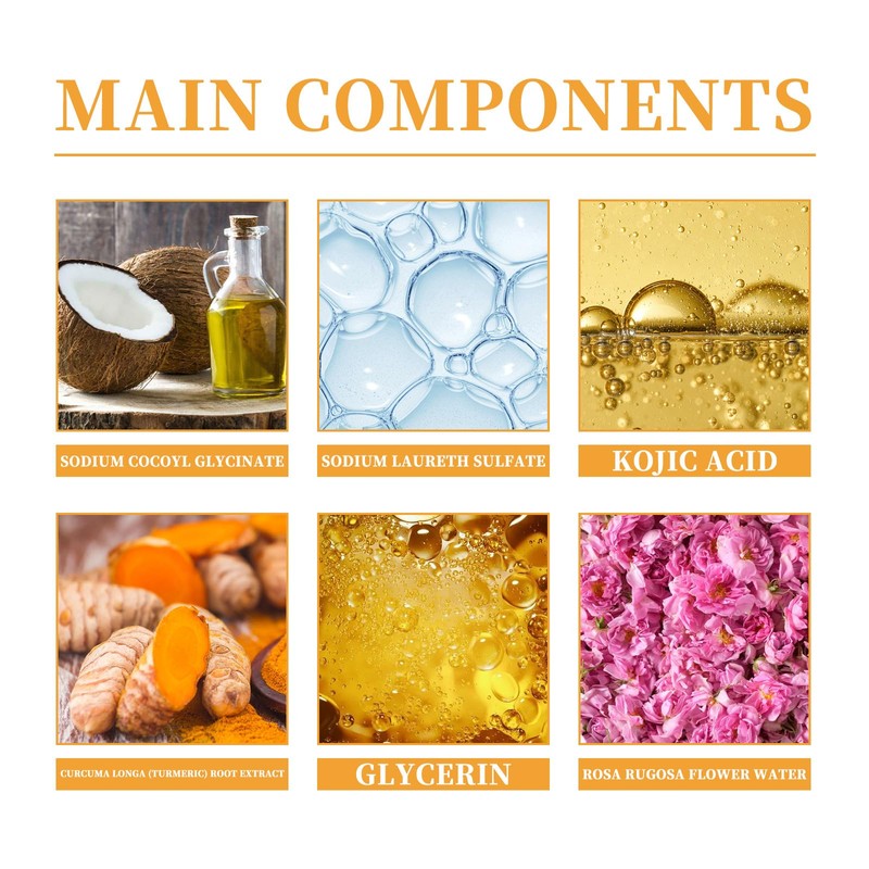 Turmeric Foaming Cleanser, Turmeric Face Wash with Kojic Acid, Facial