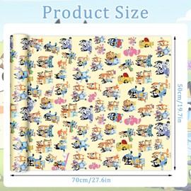 B Bluey Wrapping Paper 5 Sheets of 50 cm x 70cm Birthday Gift Wrapping Paper Durable Surprises Gift Wrap Pack for Kids Birthday, Recyclable Gift Wrapping Paper, Party Storage Festive Decoration