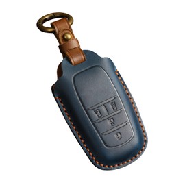 YANMW New Voxy 90 Series Key Case Compatible Toyota NOAH VOXY Leather Key Holder Noah 90 Series Key Cover Genuine Leather (Blue)