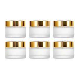 6Packs Round Frosted Glass Jars 1Oz Comestic Sample Containers Empty Airtight Glass Jars with Inner Lids & Golden Caps For Storing Lotions Cream Body Butters Powders