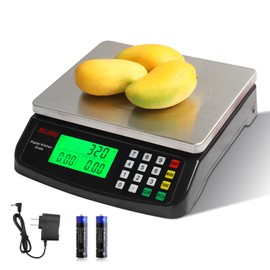 Large Digital Kitchen Scale Black 30kg/66lb Commercial Food Scale Stainless Steel with LCD Display Price Computing Scale for Restaurant Baking Bread Meat Prep Counting Scale for Parts and Coins