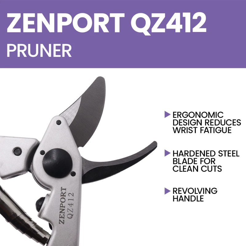 Zenport QZ412 Small Rotating Professional Pruner, 1.5 Inch Blades, Red