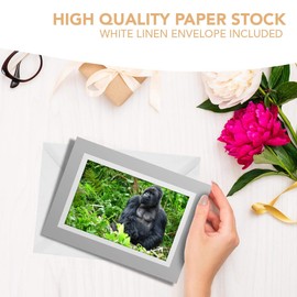 Greeting Cards Gray (Insert) - Silverback Mountain Gorilla Blank Greetings Card Birthday Kids Party Boys Girls #3014