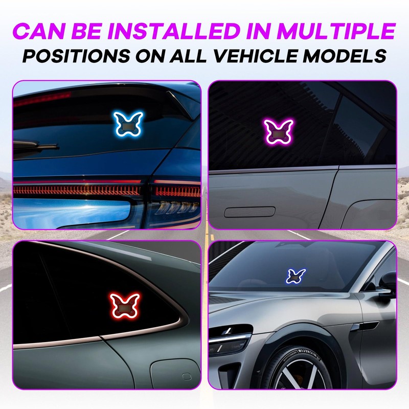 GCZCC Car Window Wireless LED Ambient Light Solar Powered Butterfly