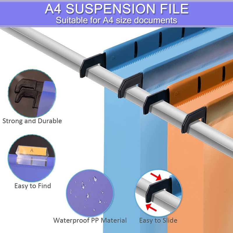 A4 Suspension File, 15 PCS Polypropylene Filing Cabinet Suspension Files