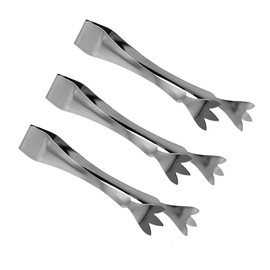 Soro Essentials- 7" Stainless Steel 3 Prongs Ice Tongs Satin Finish Set of 3- Heavy-Duty Serving Tongs Kitchen Metal Tongs Bar Tong for Party Coffee Bar Cocktails Appetizers Party Kitchen Buffets
