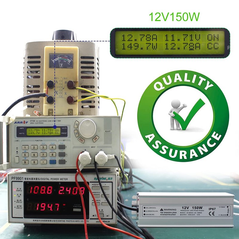 150W 12 Volt LED Power Supply, Waterproof IP67 LED Driver,