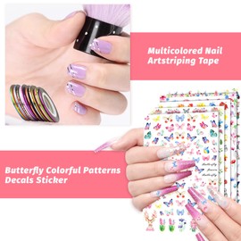 SAMISO Nail Art Brush Set, 96 Pieces Nail Art Decoration Accessory Set, 15 Sticks Nail Brush Black, 5 Pieces Dotted Pen, Nail Brush Set, Rhinestones, Latte Gold for Nail Art, Tool for Nail Art