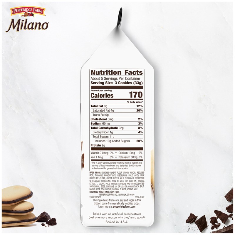 Pepperidge Farm Milano Milk Chocolate Cookies, 6 OZ Bag (15