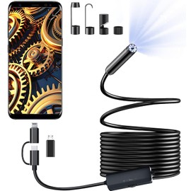 5mm Ultra-Slim Fiberscope Endoscope Camera 3.5 Million Pixels Waterproof Industrial Endoscope Snake Camera with 8 High-Brightness LEDs Inspection Camera for Micro-Scope - Android/iOS Direct Connection