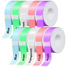 D30 P15 P11 Label Maker Tape, 12 x 40mm Label Printing Paper, Standard Laminated Office Labelling Tape for School, 1650 Tapes/10Rolls, 8 Rolls Paint, 2 Rolls Transparent