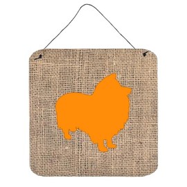 Caroline's Treasures Sheltie Burlap and Orange Aluminum Metal Wall or Door Hanging Prints, 6 x 6, Multicolor