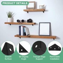 M METERXITY 4-Pack L-Shape Corner Brace, 1.5 x 1.5 in Stainless Steel Right Angle Support Brackets with Screw for Shelves/Wood Furniture/Cabinet, Fastener Joint [Black]