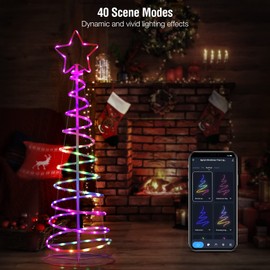 BRILLIHOOD 5Ft Spiral Lighted Christmas Tree, LED Color Changing Neon Tree Light with 40 Scene Modes & Music Sync, Smart App Control Christmas Decor for Indoor Outdoor Home Yard Porch
